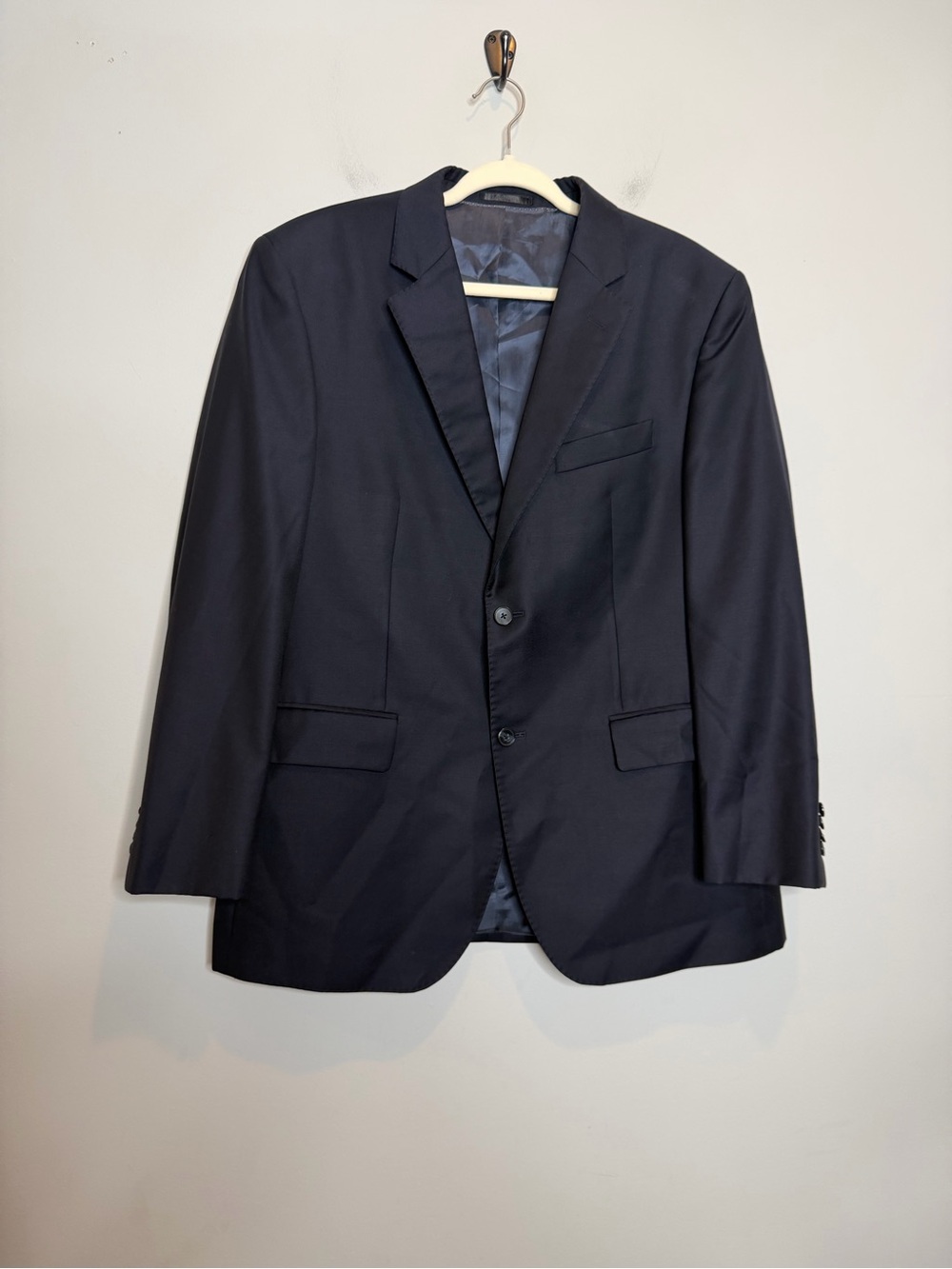 Men’s Scabal Super 100s Wool Navy Blazer Jacket Size 26 42S Luxury Suit Coat